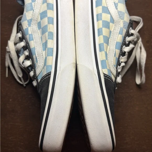 Vans Women's Checkered Sneakers - Light Blue and White Squares with Black Size 9 - Picture 6 of 9